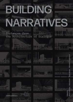 Black background with architectural images