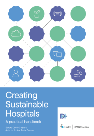 White background with blue, purple, and green circles with healthcare-related pictograms